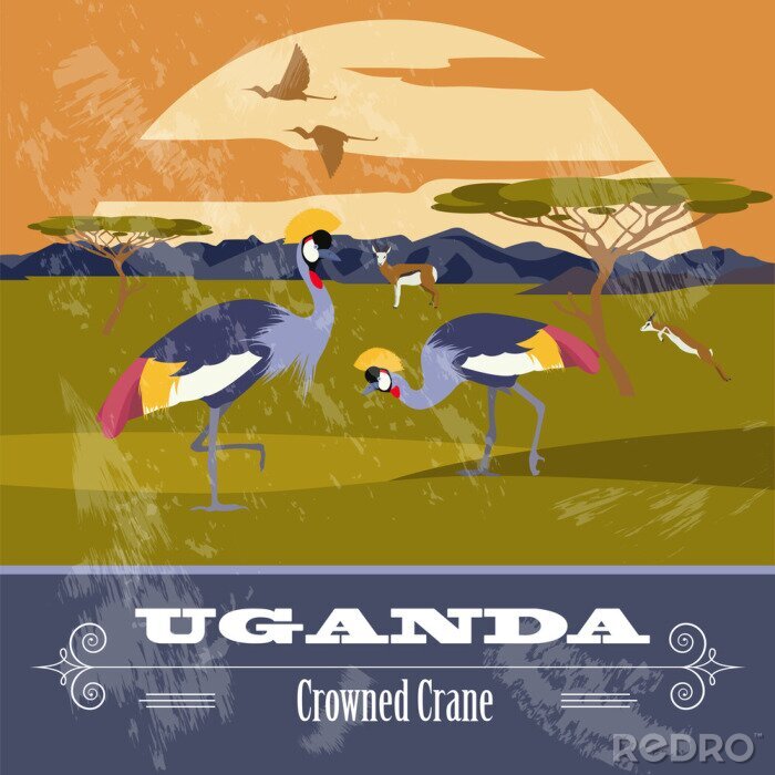 Canvas Oeganda, Afrika. Retro gestileerde afbeelding.