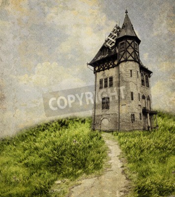 Canvas Old Castle. Getextureerde overlay toegevoegd.