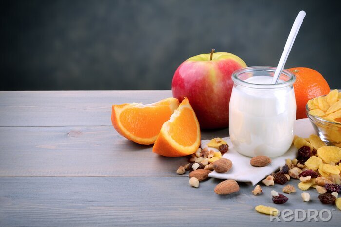 Canvas Ontbijt met yoghurt en fruit