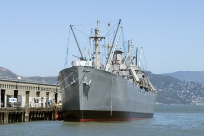 Canvas Oorlog schip dok in San Francisco van 20 graden