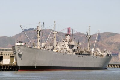 Canvas Oorlog schip dok in San Francisco van 45 graden