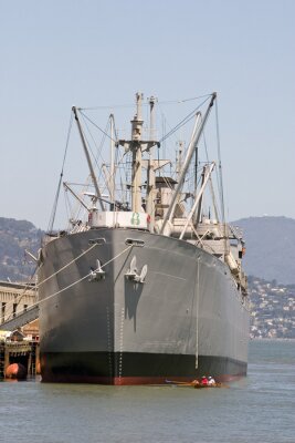 Canvas Oorlog schip dok in San Francisco vanaf de voorkant
