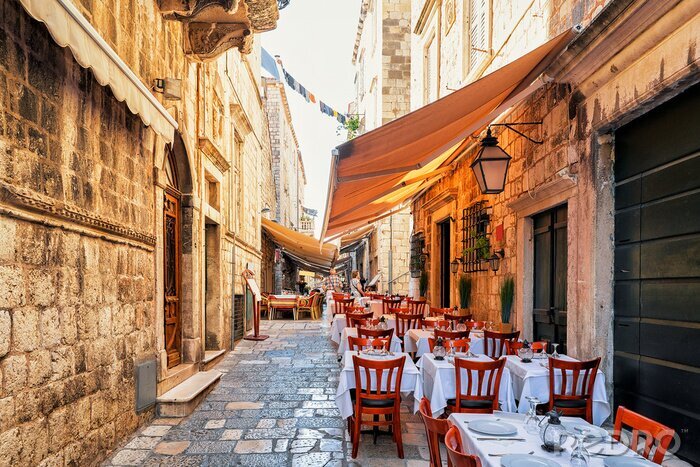 Canvas Open Street terrace cafe in Dubrovnik