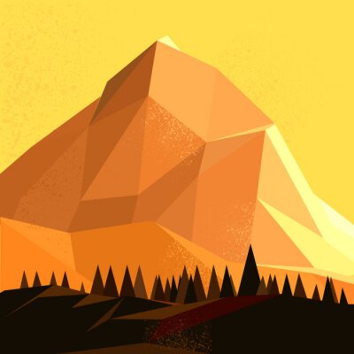 Canvas Oranje berg in 3D