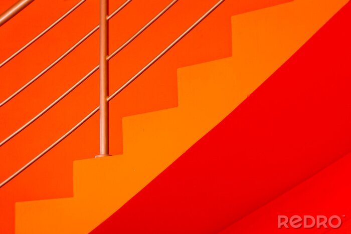 Canvas oranje trappen op een oranje achtergrond