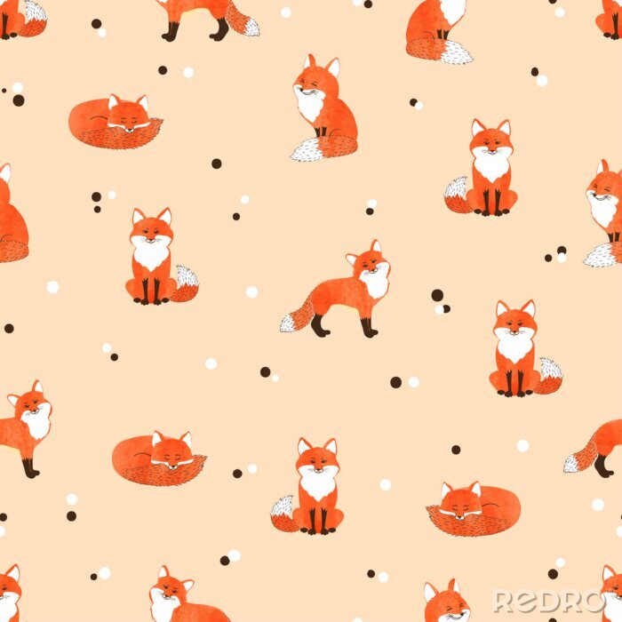 Canvas Oranje vossen op een poederachtergrond