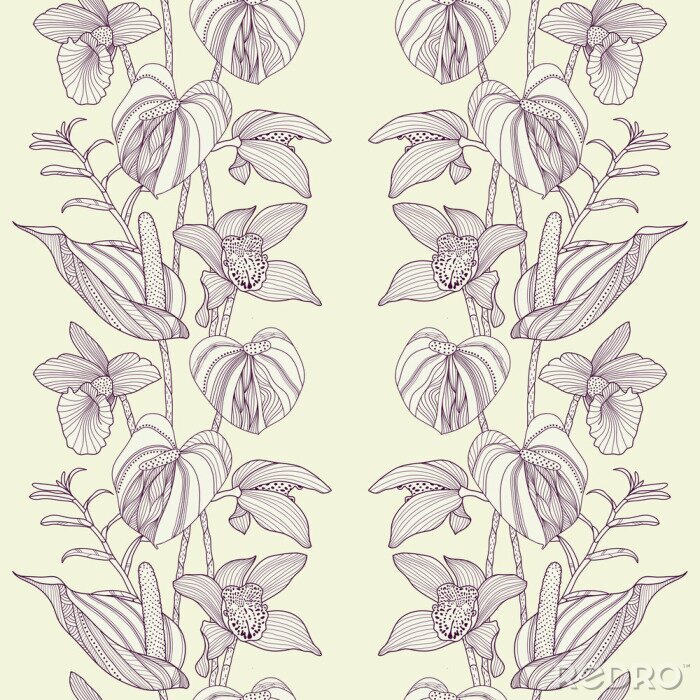 Canvas Orchideeën in sierlijke stijl