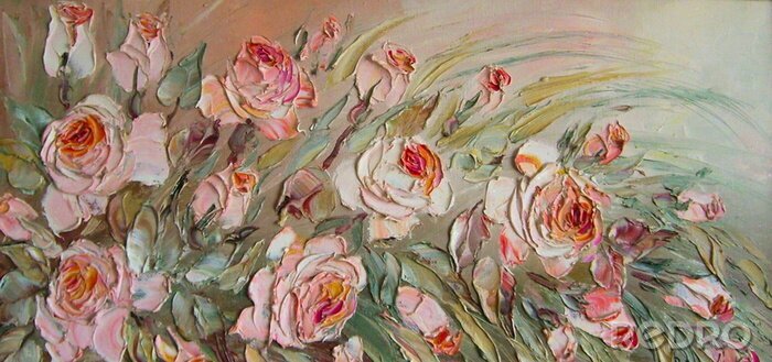Canvas Origineel olieverfschilderij De rozen