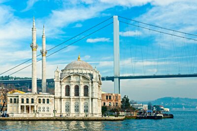 Canvas Ortakoy moskee en de Bosporus-brug, Istanbul, Turkije.