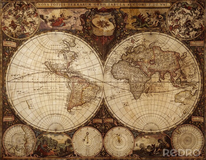 Canvas Oude antieke retrokaart