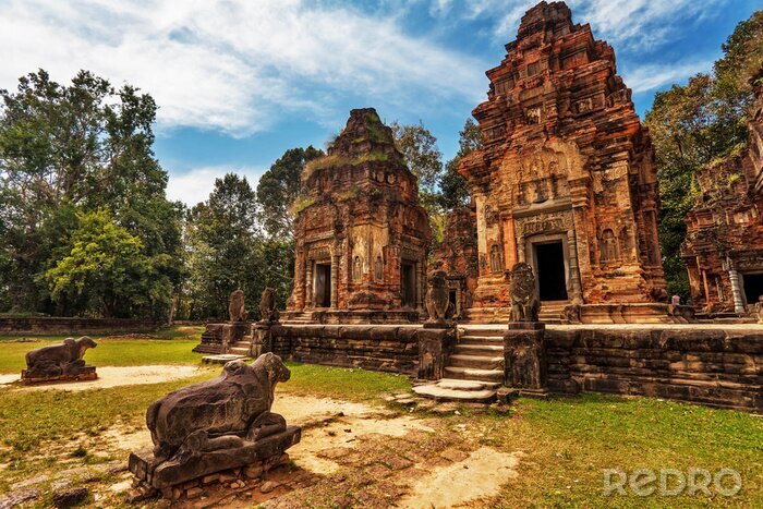 Canvas Oude boeddhistische Khmer tempel in Angkor Wat complex