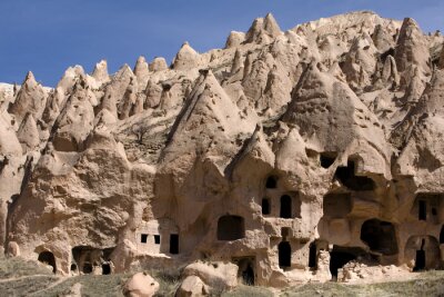 Canvas Oude cavetown dichtbij Göreme, Cappadocië, Turkije