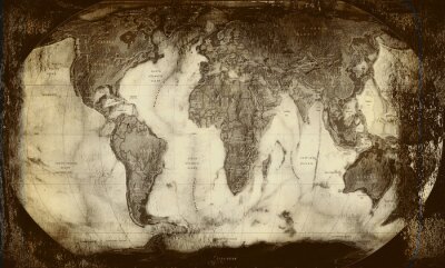 Canvas Oude grijze wereldkaart