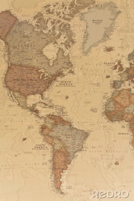 Canvas Oude kaart uit de geografische atlas