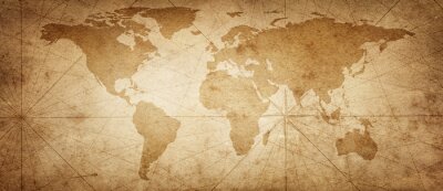 Canvas Oude kaart van de wereld op een oude perkamentachtergrond. Vintage-stijl. Elementen van deze afbeelding geleverd door NASA.
