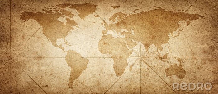 Canvas Oude kaart van de wereld op een oude perkamentachtergrond. Vintage-stijl. Elementen van deze afbeelding geleverd door NASA.