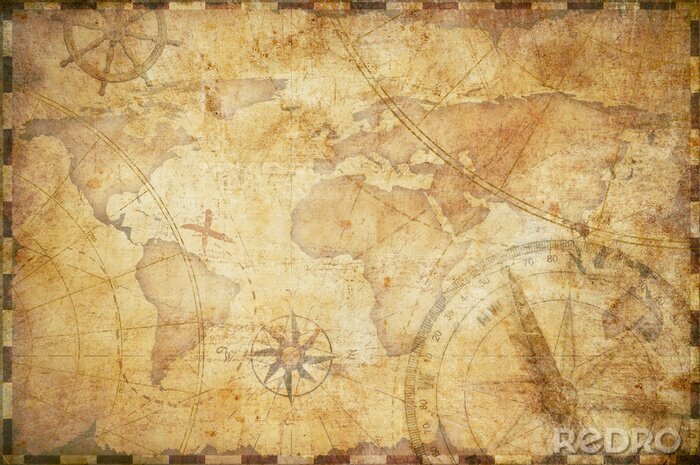 Canvas oude nautische schatkaart achtergrond