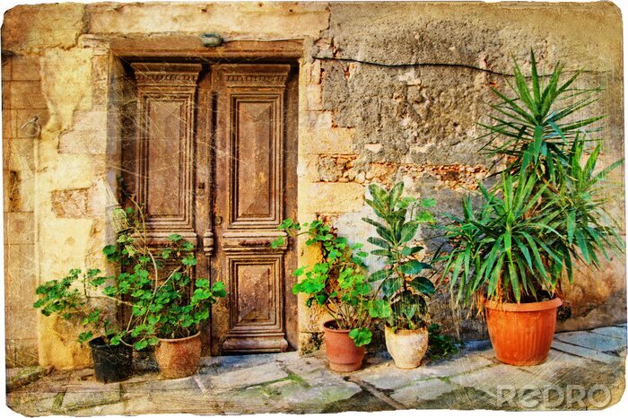 Canvas oude Pictorial Griekse deuren