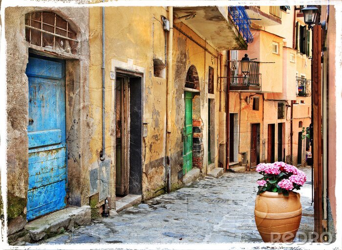 Canvas Oude retro Italiaanse straten