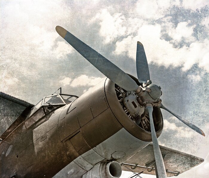 Canvas Oude vliegtuigen, scracthed oppervlak