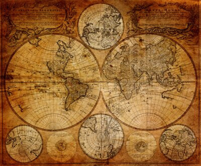 Oude weergave van wereldkaart