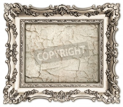 Canvas oude zilveren frame met lege grunge canvas voor je foto, foto, afbeelding mooie vintage achtergrond
