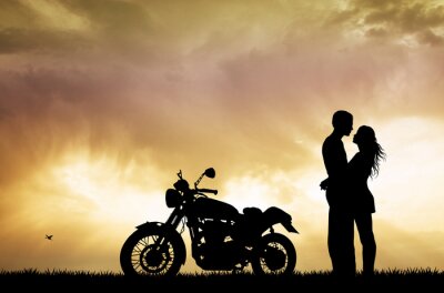 Canvas paar kussen op de motorfiets