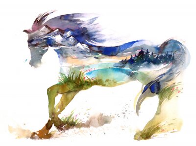 Paard en schilderachtig landschap