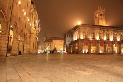 Canvas Palazzo Comunale nachts Bologna Emilia Romagna Italië