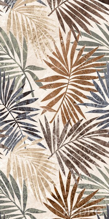 Canvas Palmbladeren in elegant goud