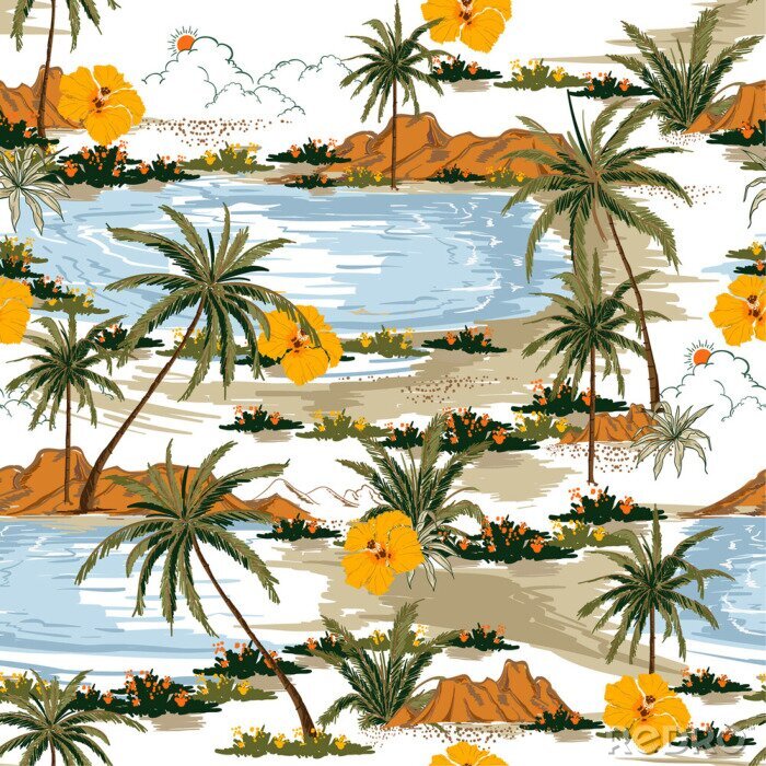 Canvas Palmbomen op het strand