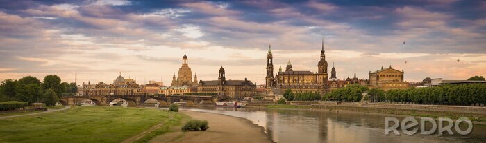 Canvas Panorama met Frauenkirche in Dresden