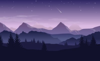 Panorama van bergen in paars