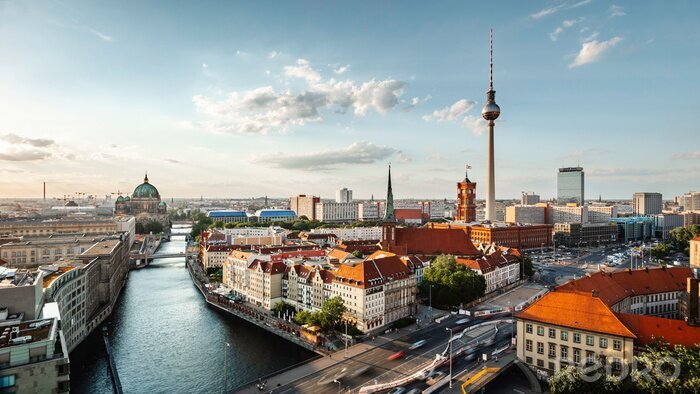 Canvas Panorama van Berlijn met de tv-toren