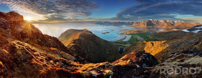 Canvas Panorama van de Noorse bergen