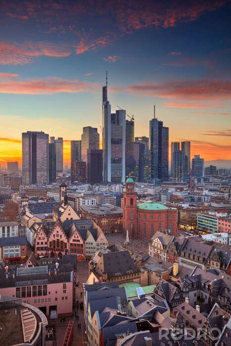 Canvas Panorama van de stad Frankfurt