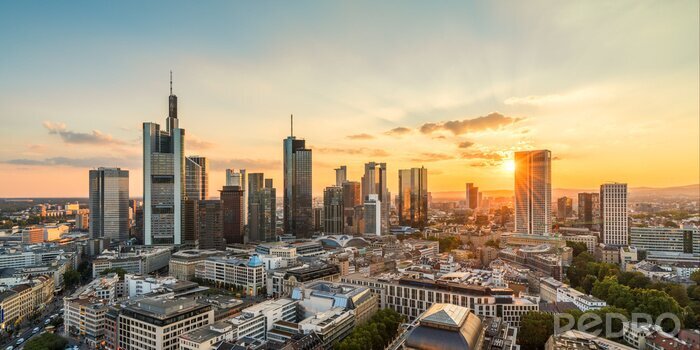 Canvas Panorama van de stad Frankfurt in Duitsland