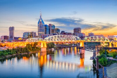 Canvas Panorama van de stad Nashville, Tennessee