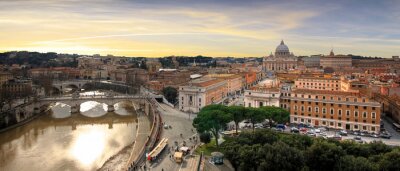 Canvas Panorama van de stad Rome van bovenaf