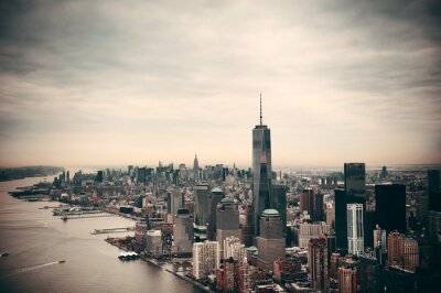 Panorama van Manhattan in grijs