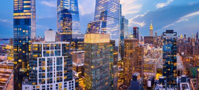 Fotobehang Panorama van New York City met wolkenkrabbers