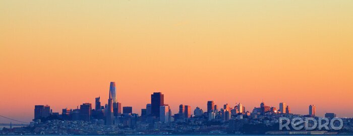 Canvas Panorama van San Francisco bij zonsondergang