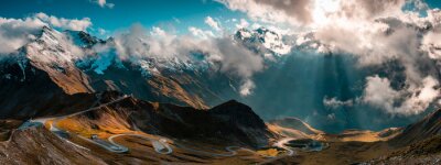 Canvas Panoramic Image of Grossglockner Alpine Road. Curvy Winding Road in Alps.