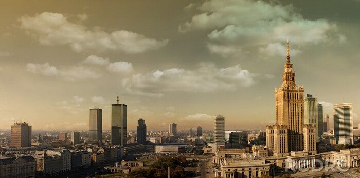 Canvas Panoramisch landschap van Warschau