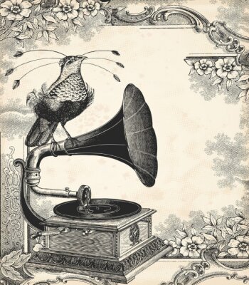 Paradijsvogel en grammofoon