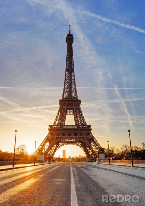 Canvas Parijs Eiffeltoren en de straat