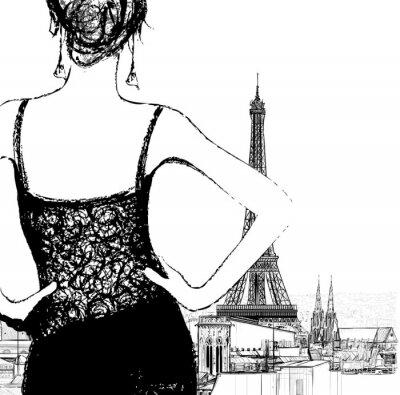 Parijs Eiffeltoren en een vrouw