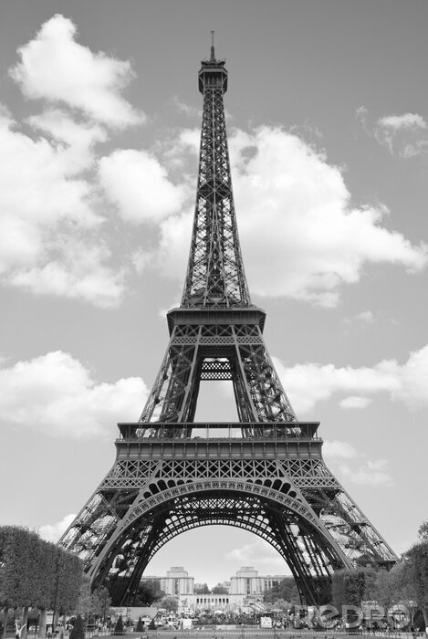 Canvas Parijs zwart-witte toren