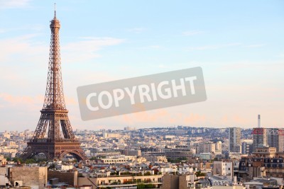 Canvas Paris, France - cityscape with Eiffel Tower in the light of sunset. 