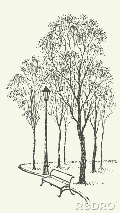 Canvas Parksteeg met bomen